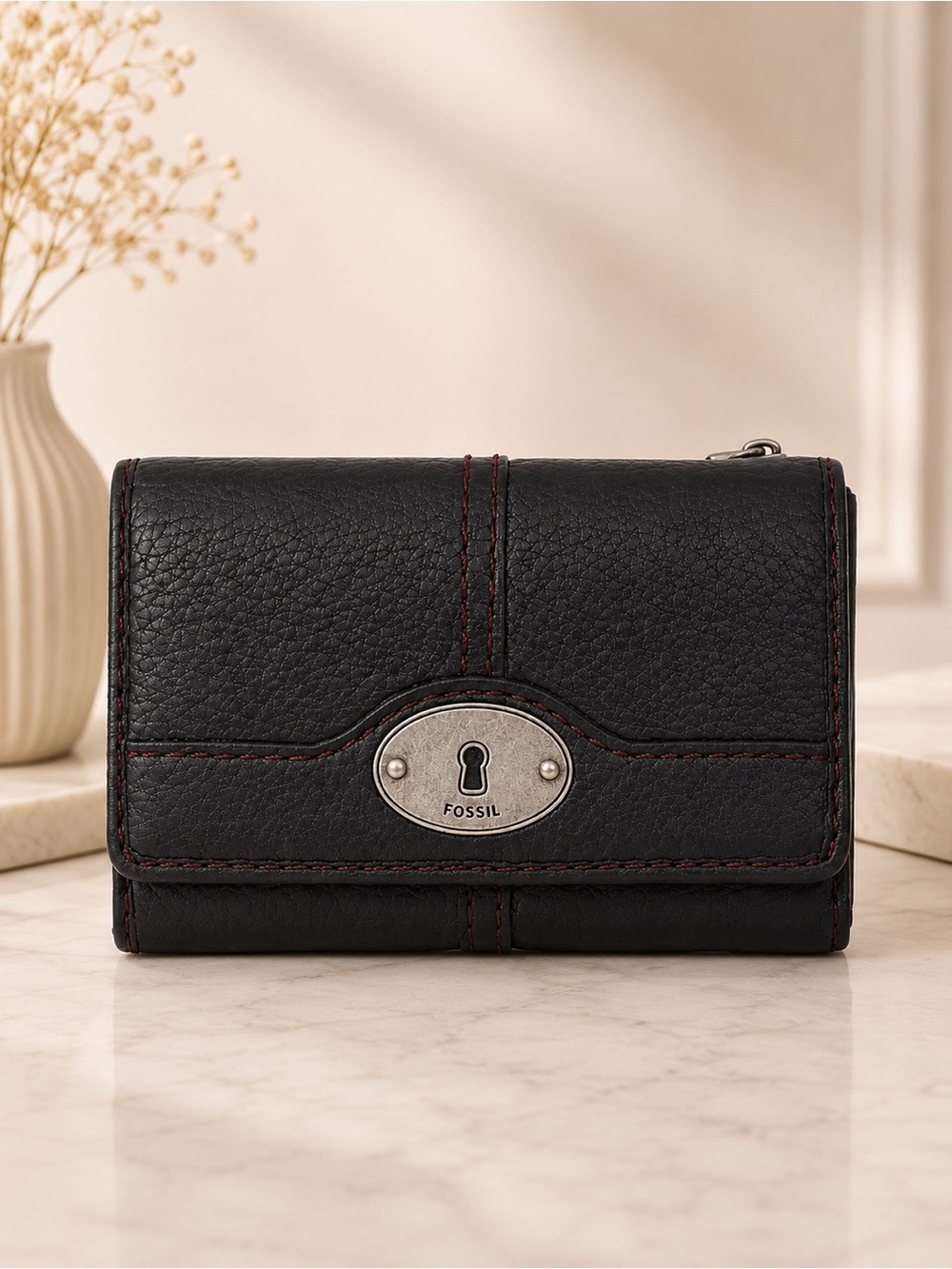 Fossil Black Pebbled Leather Wallet Fossil Organizer